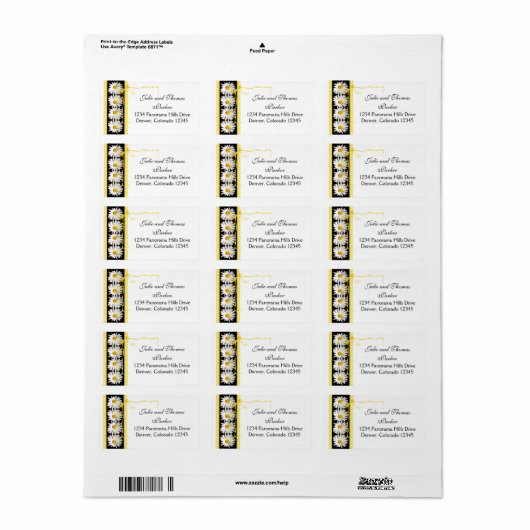 Shasta Daisy Curly Lint Bruiloft Retouradres Etiket (Full Sheet)