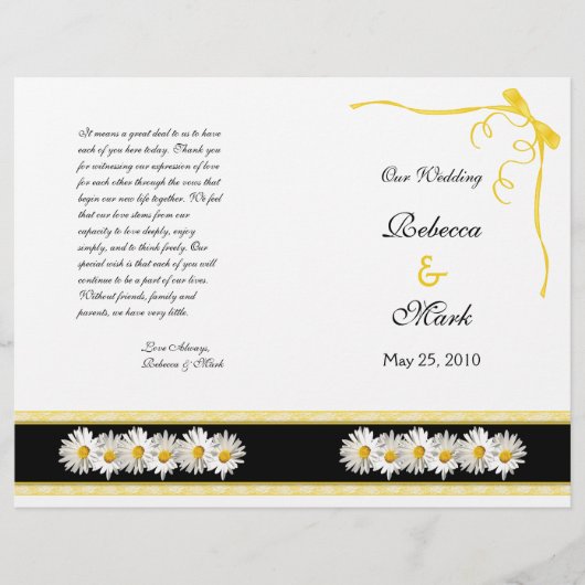 Shasta Daisy Floral Wedding Programme (Voorkant)