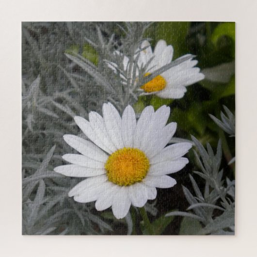 Shasta Daisy Flowers en Artemisia Legpuzzel (Verticaal)