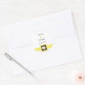 Shasta Daisy Goud Zwart Gepersonaliseerde bruiloft Ronde Sticker (Envelop)