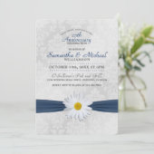 Shasta Daisy Navy Blue Jubileumfeest Kaart (Staand voorkant)