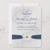 Shasta Daisy Navy Blue Jubileumfeest Kaart (Voorkant)