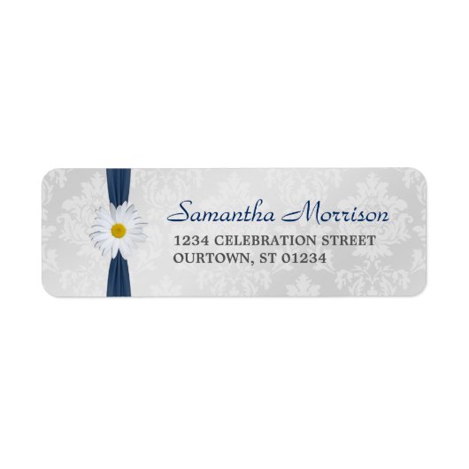 Shasta Daisy Navy Blue Ribbon Adres label (Voorkant)
