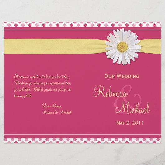 Shasta Daisy Polka Dot Wedding Program (Voorkant)