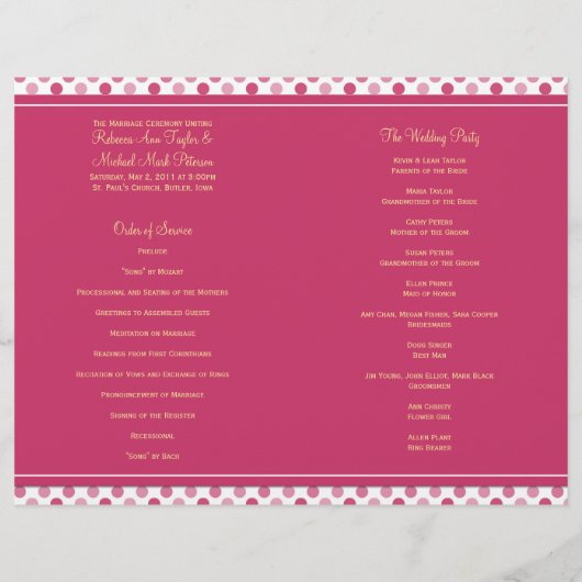 Shasta Daisy Polka Dot Wedding Program (Achterkant)