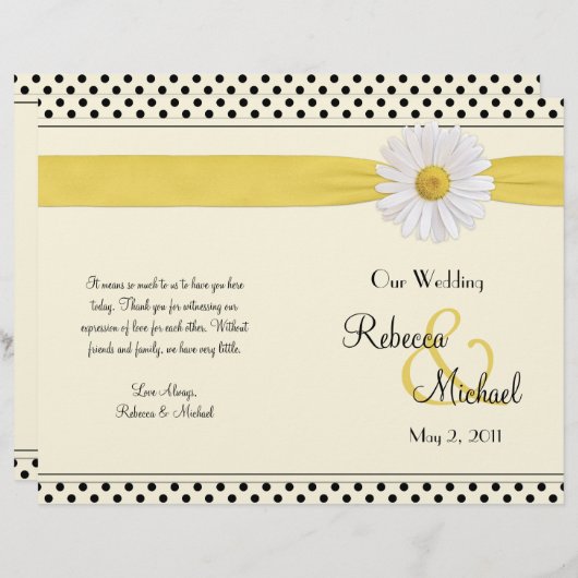 Shasta Daisy Polka Dot Wedding Program (Voorkant / Achterkant)