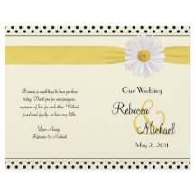 Shasta Daisy Polka Dot Wedding Program