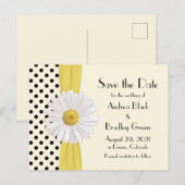 Shasta Daisy Polka Dot Wedding Save the Date Aankondigingskaart (Voorkant / Achterkant)