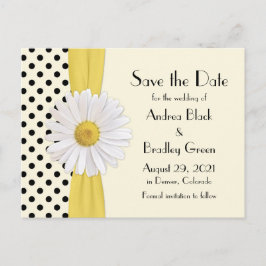 Shasta Daisy Polka Dot Wedding Save the Date Aankondigingskaart
