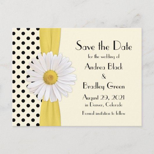 Shasta Daisy Polka Dot Wedding Save the Date Aankondigingskaart (Voorkant)