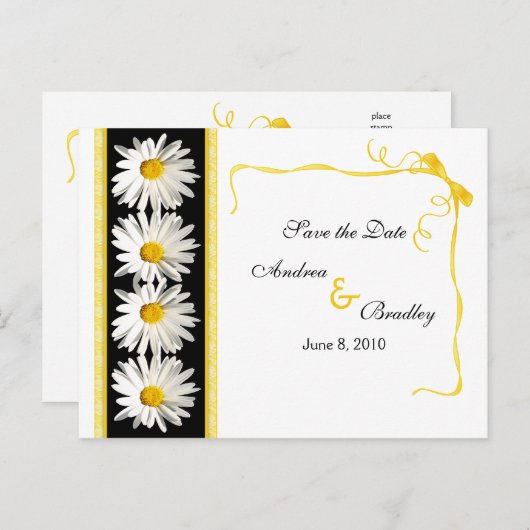 Shasta Daisy Save the Date Briefkaart (Voorkant / Achterkant)