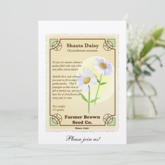 Shasta Daisy Seed Packet Kaart (Staand voorkant)
