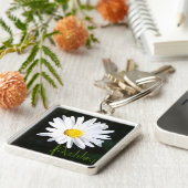 Shasta Daisy Sleutelhanger met naam (Zijkant)