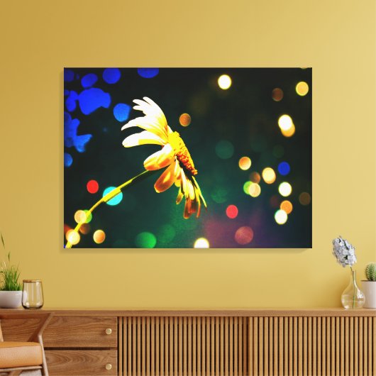 Shasta Daisy Sparkle Wrapped Canvas (Insitu (Woonkamer))
