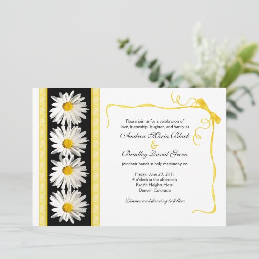 Shasta Daisy Wedding Invitation Kaart (Staand voorkant)