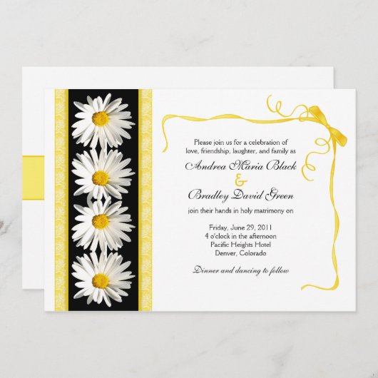 Shasta Daisy Wedding Invitation Kaart (Voorkant / Achterkant)