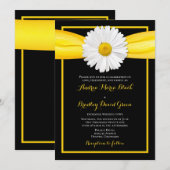 Shasta Daisy Yellow Ribbon Black Wedding Kaart (Voorkant / Achterkant)
