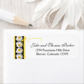 Shasta Daisy Zwart Goud Bruiloft Retouradres Etiket (Insitu)