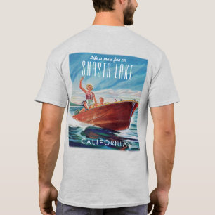 Shasta Lake California Boat Back Print T-shirt