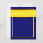 Shasta-Margriet Geel Lint Navy Blauw Huwelijk Save The Date (Achterkant)