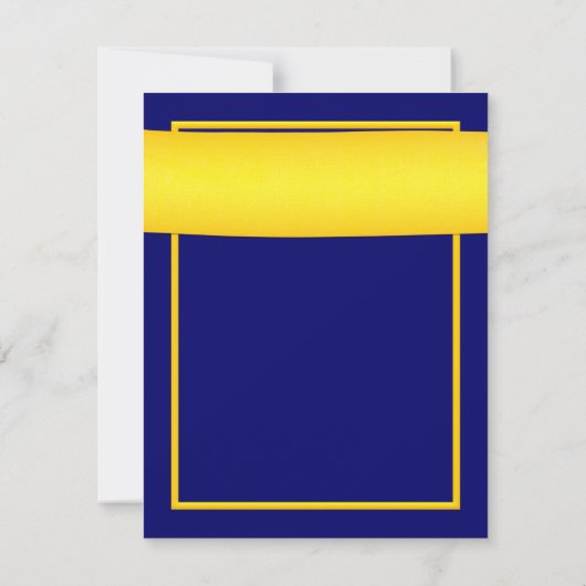 Shasta-Margriet Geel Lint Navy Blauw Huwelijk Save The Date (Achterkant)