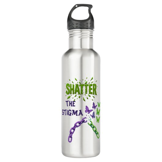 Shatter the Stigma - Geestelijke Gezondheid Waterf Waterfles (Voorkant)