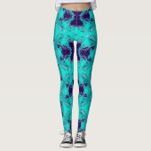 Shattered Aqua and Purple Kaleidoscope Leggings (Voorkant)