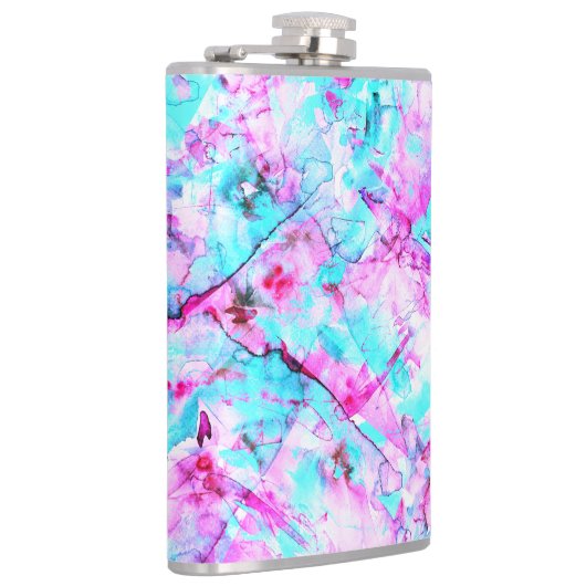 Shattered Blossom Een kleurrijk lichtontwerp Heupfles (Rechts)