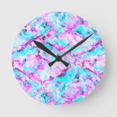 Shattered Blossom Een kleurrijk lichtontwerp Ronde Klok (Voorkant)