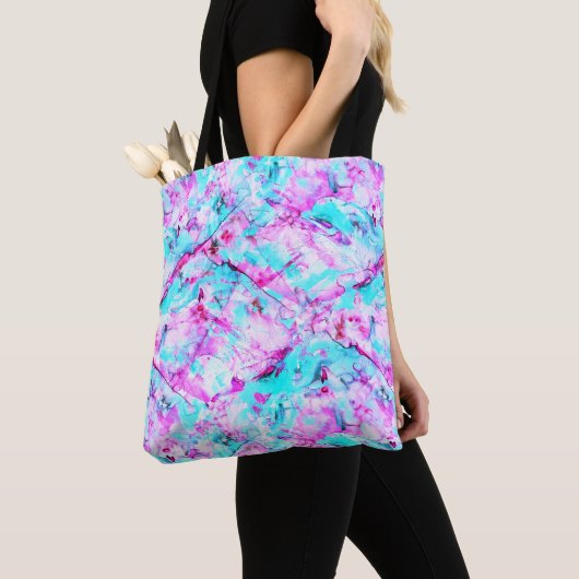 Shattered Blossom Een kleurrijk lichtontwerp Tote Bag (Dichtbij)