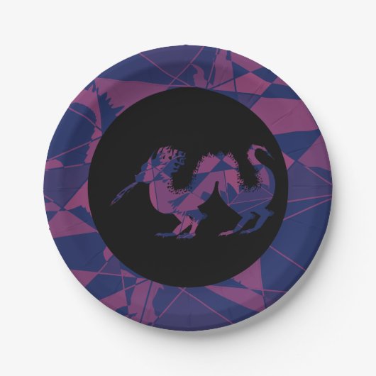 Shattered Blue Red Chinese dragon Papieren Bordje (Voorkant)