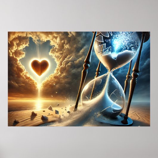 Shattered Hourglass: een surrealistisch beeld van  Poster (Voorkant)