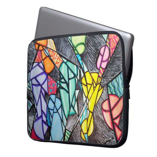 Shattered Light: Geïnspireerd Abstract Laptop Sleeve (Voorkant Links)