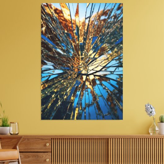 Shattered Mirror Canvas – Surrealistische Abstract Afdruk (Insitu (Woonkamer))
