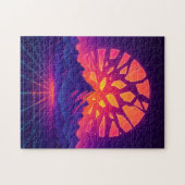 Shattered Neon Sun Over Synthwave Mountains  Legpuzzel (Horizontaal)