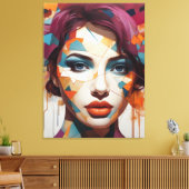 Shattered Visions: Abstract Femme Portrait Canvas Afdruk (Insitu (Woonkamer))