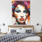 Shattered Visions: Abstract Femme Portrait Canvas Afdruk (Insitu (Slaapkamer))