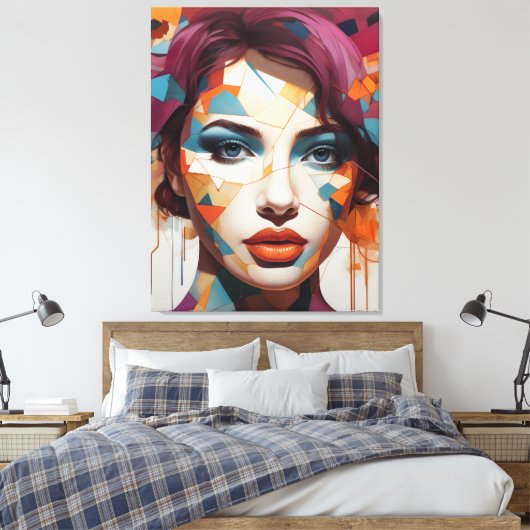 Shattered Visions: Abstract Femme Portrait Canvas Afdruk (Insitu (Slaapkamer))