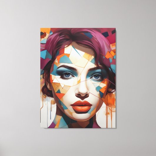 Shattered Visions: Abstract Femme Portrait Canvas Afdruk (Voorkant)