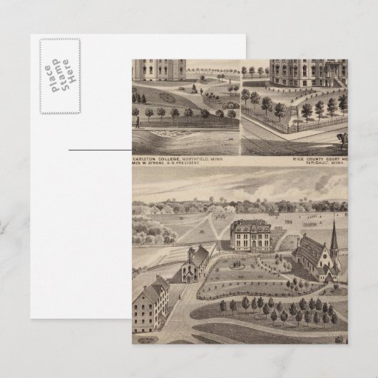 Shattuck School, Faribault Willis Hall, Minnesota Briefkaart (Voorkant / Achterkant)