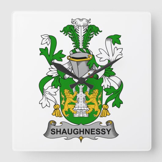Shaughnessy Family Crest Vierkante Klok (Voorkant)