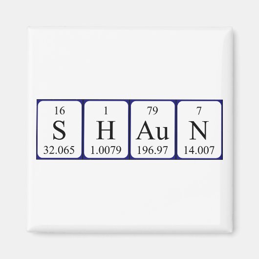 Shaun periodieke lijstnaam magnet (Voorkant)