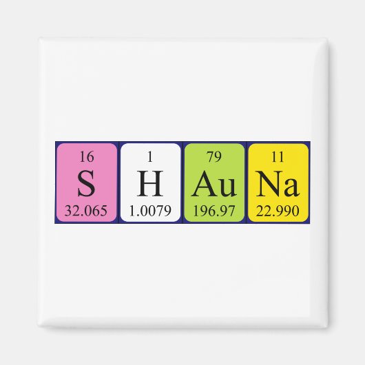 Shauna periodieke table name magnet (Voorkant)