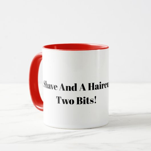 Shave en een haar knippen twee bits. Barberse Mok (Voorkant links)