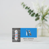 Shave en Haircut Barber | Houtlederen sierstrip Visitekaartje (Staand voorkant)