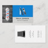 Shave en Haircut Barber | Houtlederen sierstrip Visitekaartje (Voorkant / Achterkant)
