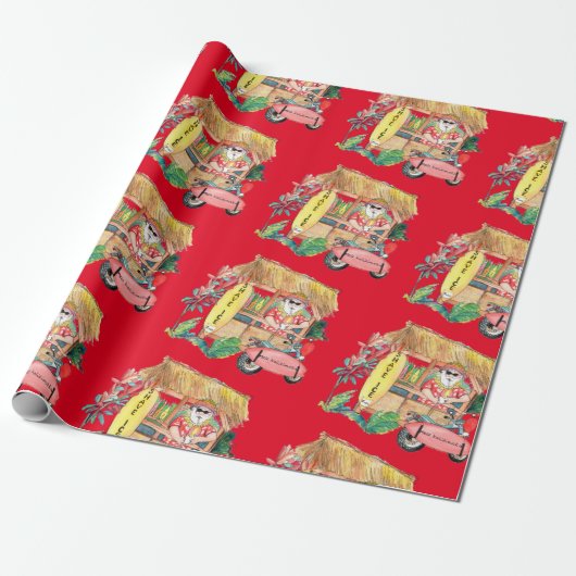 Shave Ice Hawaiian Santa Claus Wrapping Paper Cadeaupapier (Uitgerold)