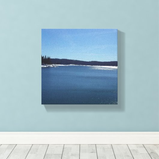 Shaver Lake in de winter Canvas Afdruk (Insitu (Houten vloer))