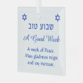 Shavua Tov Good Week Blessing Jewish Ornament (Voorkant links)
