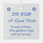 Shavua Tov Good Week Blessing Jewish Ornament (Voorkant)